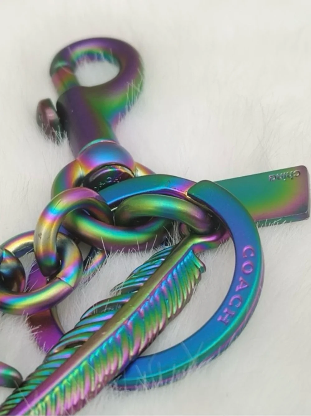 Coach, 3D, oil slick, Iridescent Unicorn, Keychain/fob  RARE!